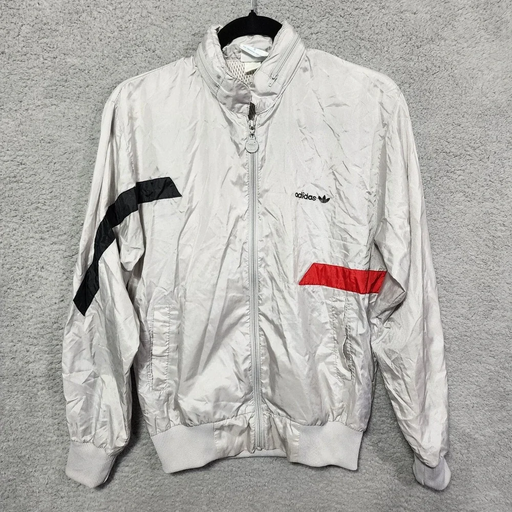 Addias AT&T Windbreaker Jacket Vintage Runners Hooded Logo Zip Lightweight Small